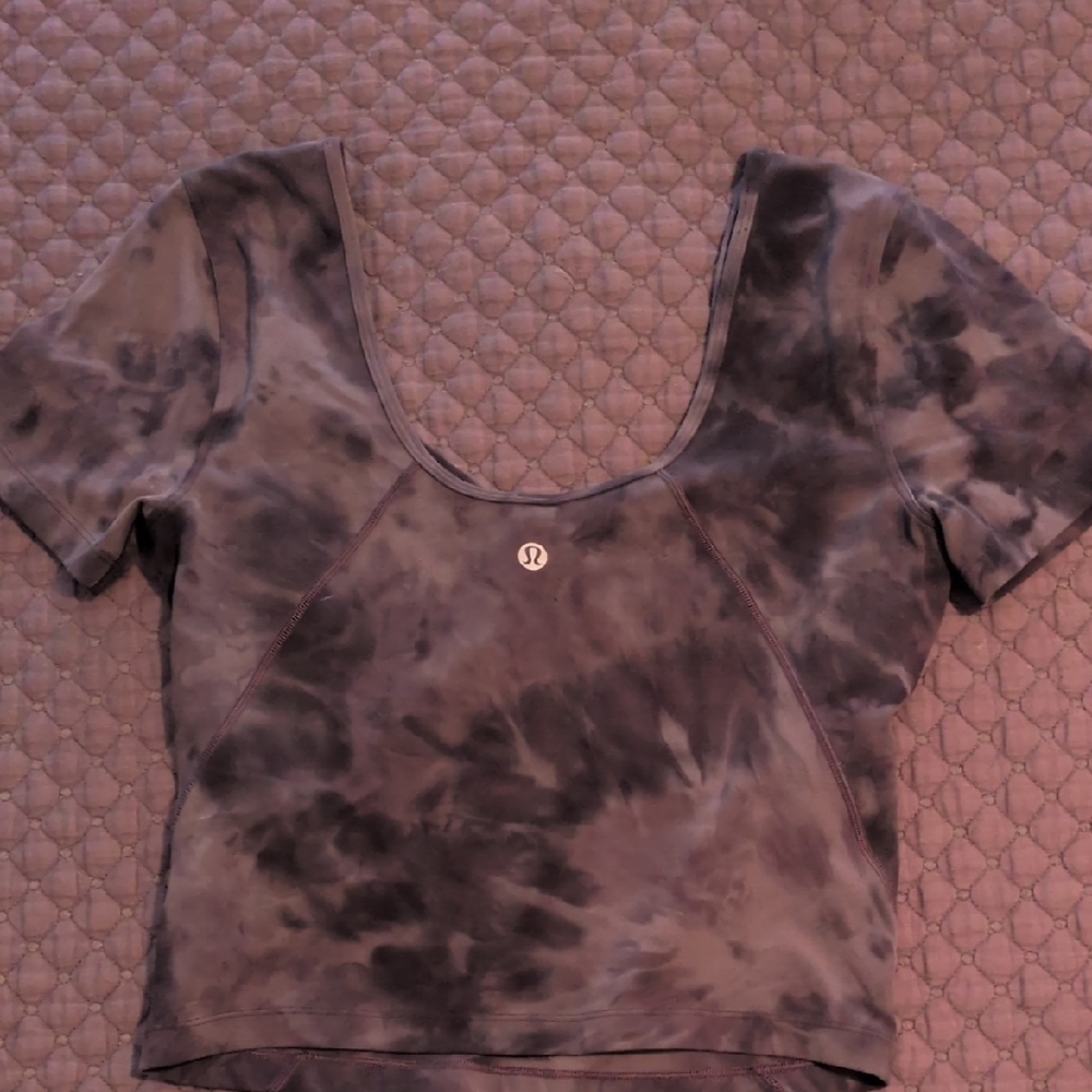 lululemon athletica Women's Short Sleeve Tie-Dye Top - Black and Gray